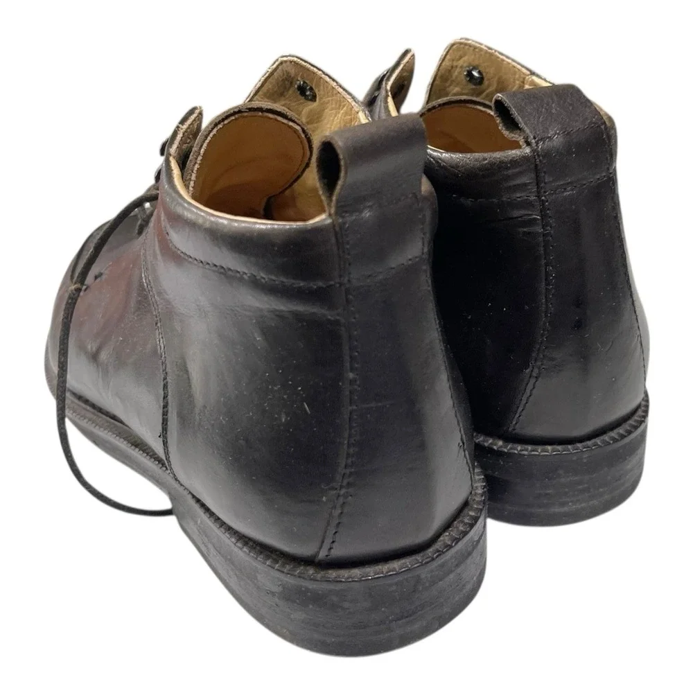 Kenneth Cole 7 Black Leather Chukka Boots Moc Toe Lace‎ Up Italian Dress Shoes